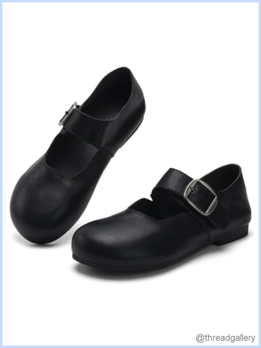 Mary Jane Flat Shoes Soft Round-Toe Slip-On with Buckle